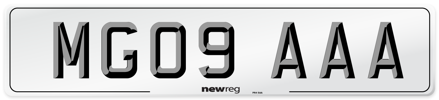 MG09 AAA Number Plate from New Reg